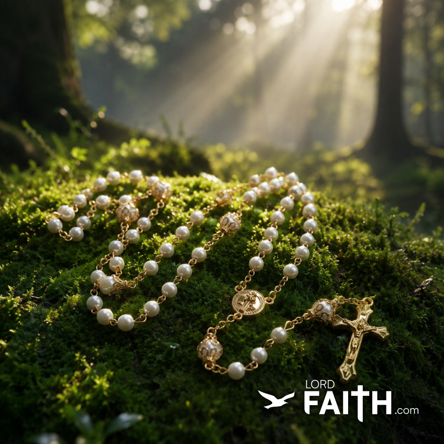 Vintage-Style Saint Benedict Rosary Necklace